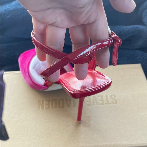 Steve Madden Red and Pink Open Toe Heels - Picture 6 of 11